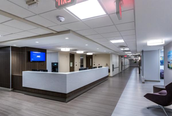 Interior rendering of Baptist Labor and Delivery Room reception desk and hallway